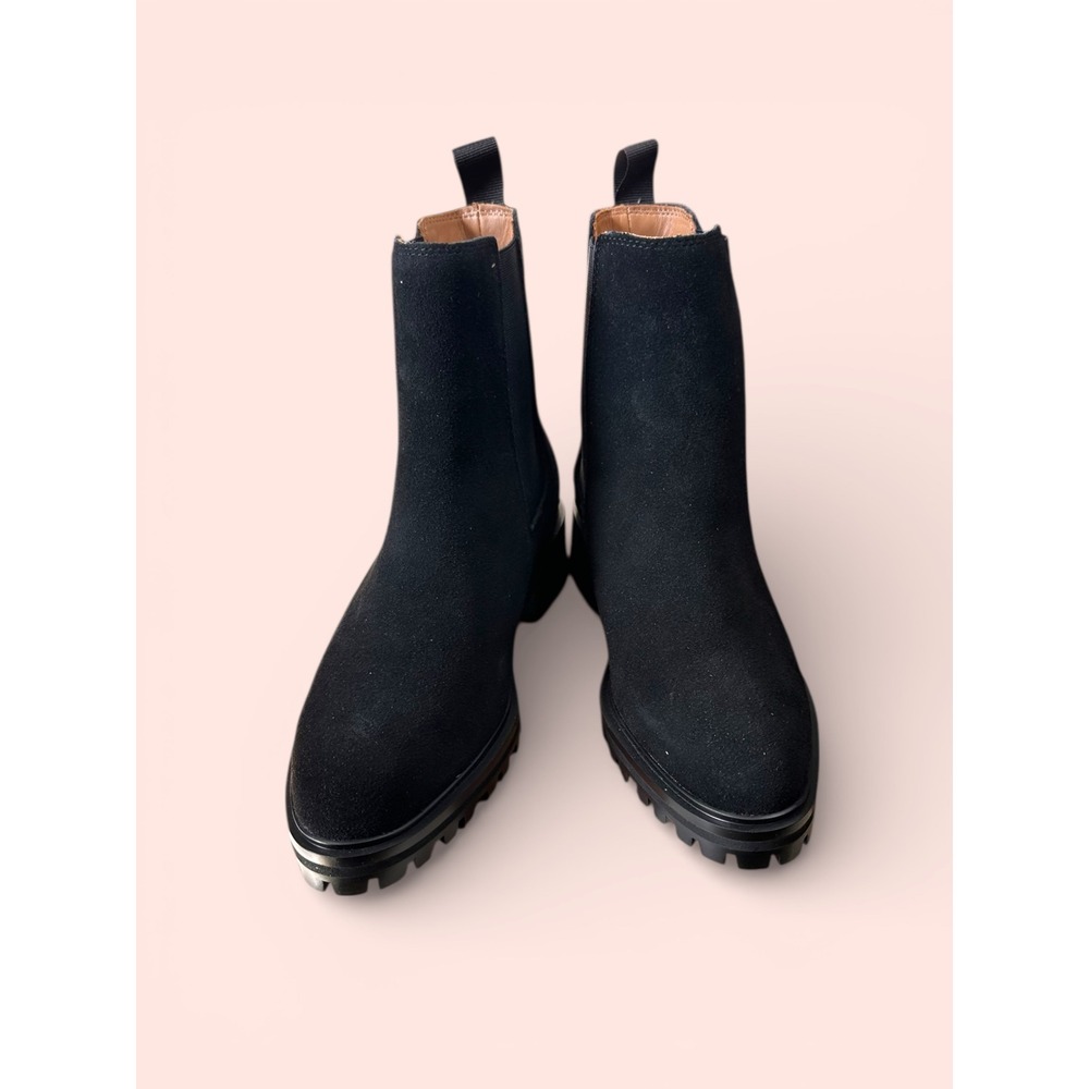 Quince Black Suede Chelsea Lug Sole Boots Women's Size 7 - Picture 3 of 9